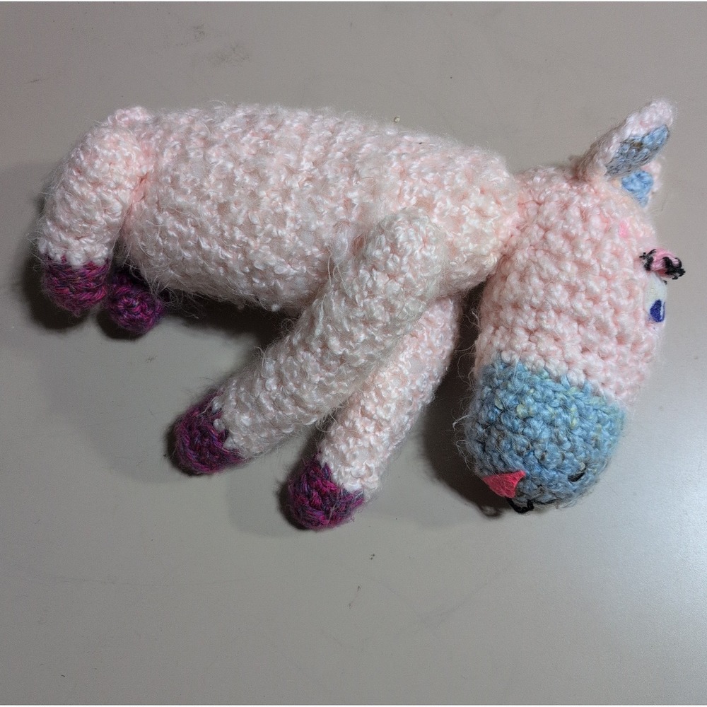 Handmade Crochet Pink Donkey Plushie Soft‎